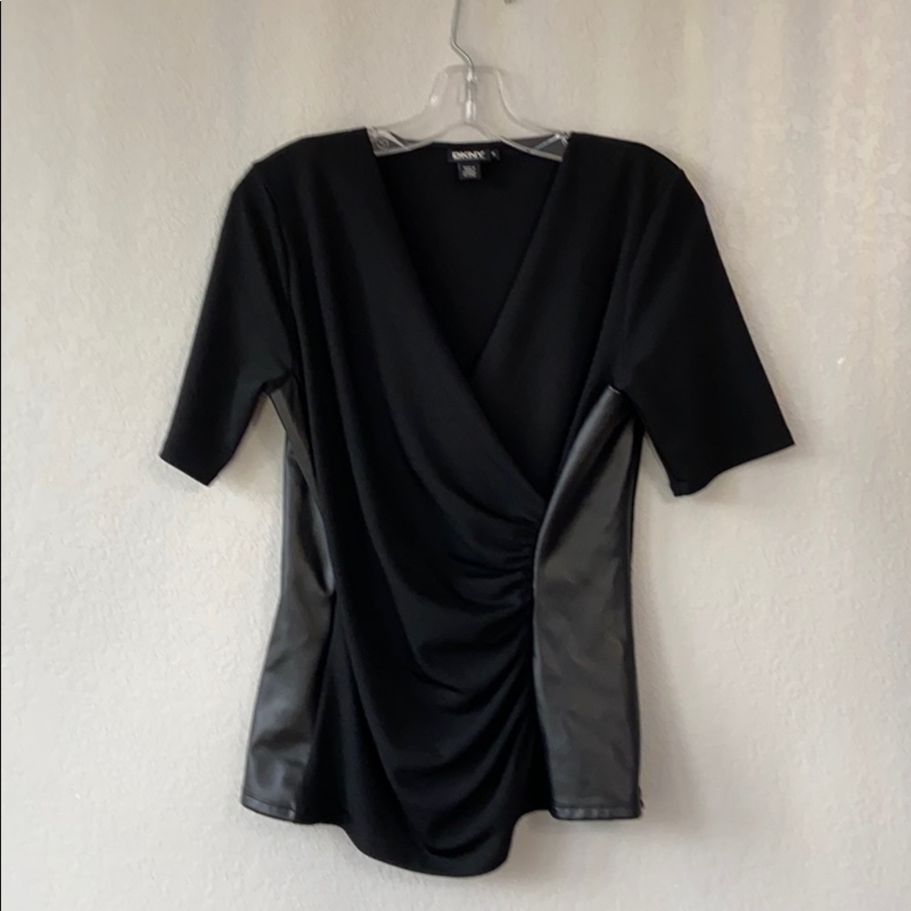 DKNY Faux Leather Top